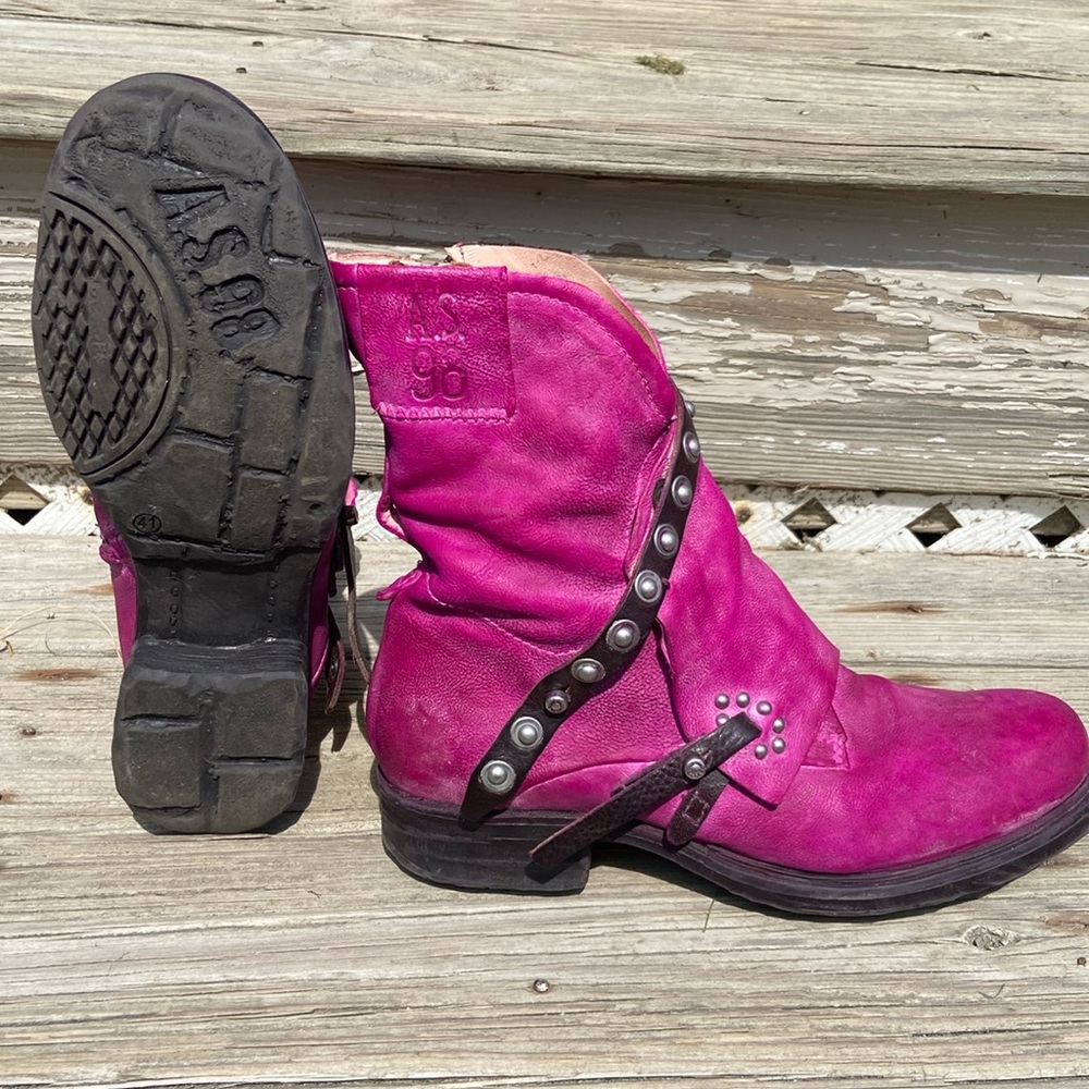 A.S.98 Sheffield Ankle Boot Fuchsia Pink Leather Women's Size 41 US 9.5 - 10 - Picture 9 of 14